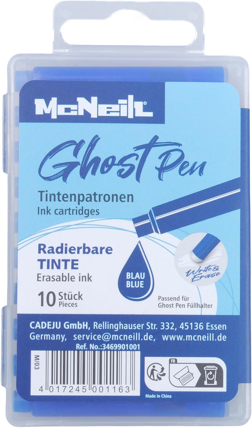 McNeill - Ghost Pen Tintenpatronen - thermisch radierbare Tinte - blau McNeill - Ghost Pen Tintenpatronen - thermisch radierbare Tinte - blau