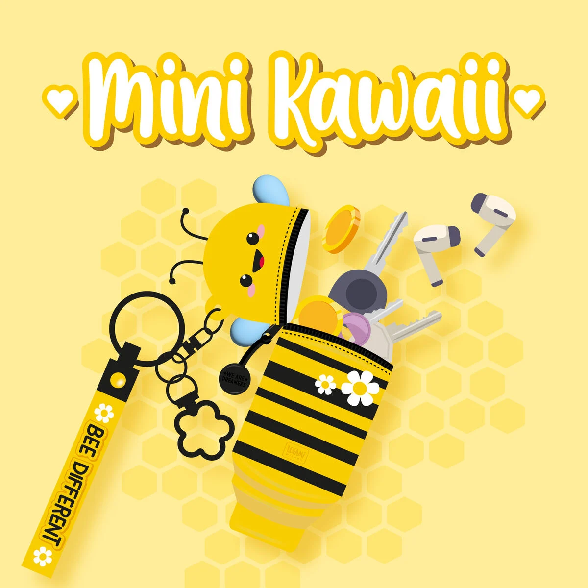 Legami Münztasche mit Schlüsselanhänger - Mini Kawaii - Biene