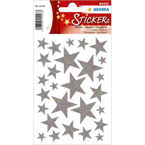 HERMA 15128 Weihnachtssticker Magic Sterne, silber