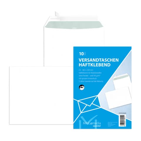MAILMEDIA Versandtasche mit Innendruck, C5, 90g/m², Haftklebend, 10 Stück, weiß