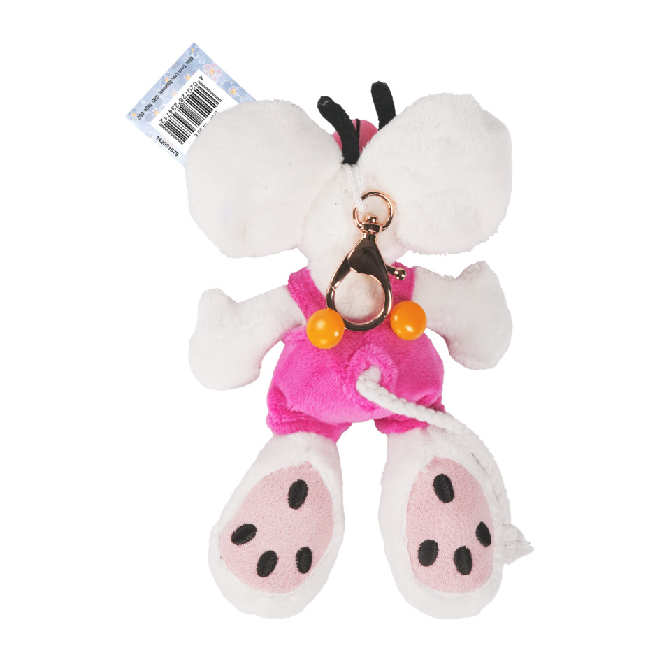 Diddl Schlüsselanhänger mit Latzhose, 15 cm, Plüsch, rosa