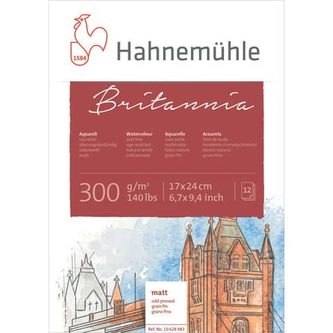 HAHNEMÜHLE Aquarellblock, 17 x 24 cm, 300g/m², 12 Blatt