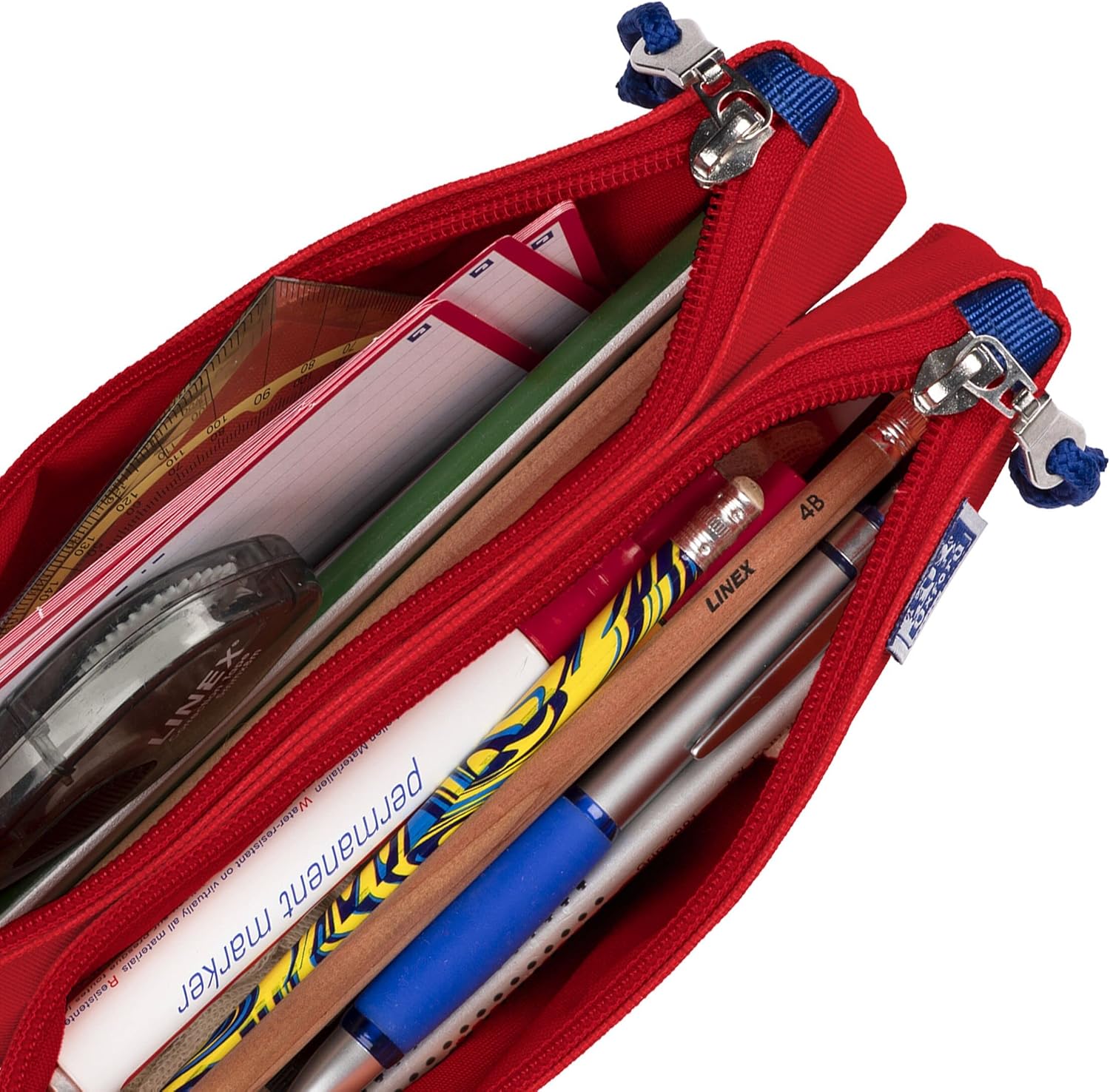 Oxford Federmäppchen mit Doppel-Fach, 2 Taschen, rot