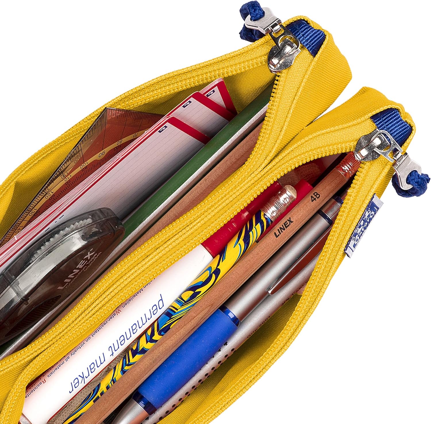 Oxford Federmäppchen mit Doppel-Fach, 2 Taschen, gelb