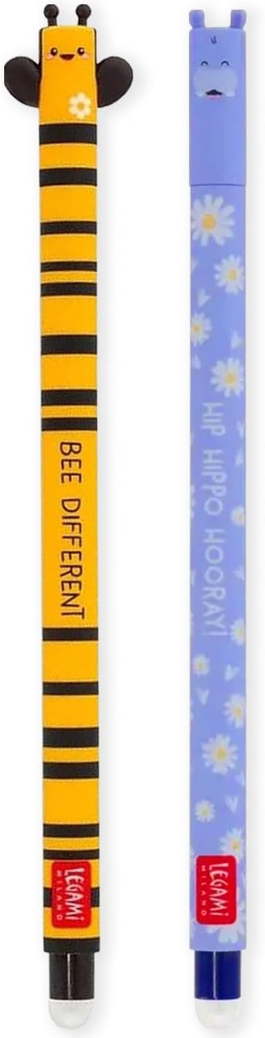 Legami 2er-Set radierbarer Gelstift - Biene & Hippo