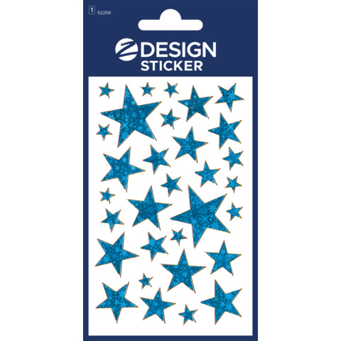 Avery Zweckform 52259 Weihnachtssticker Sterne - 31 Stück - Blau