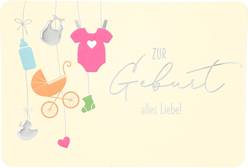 Kunterbunt Klappkarte 008 - Zur Geburt alles Liebe! Kunterbunt Klappkarte 008 - Zur Geburt alles Liebe!