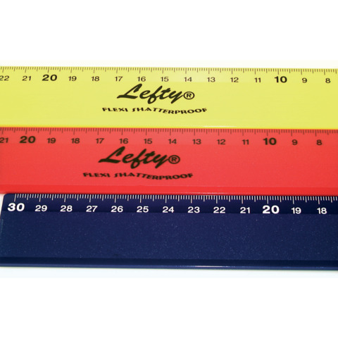 KUM L3 FLEXI LEFTY Lineal für Linkshänder – 30 cm, flexibel, farbig sortiert