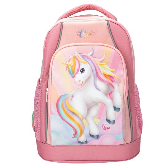 Ylvi Schulrucksack SUGAR POP – rosa glitzernd, mit Einhorn-Motiv und Reflektoren