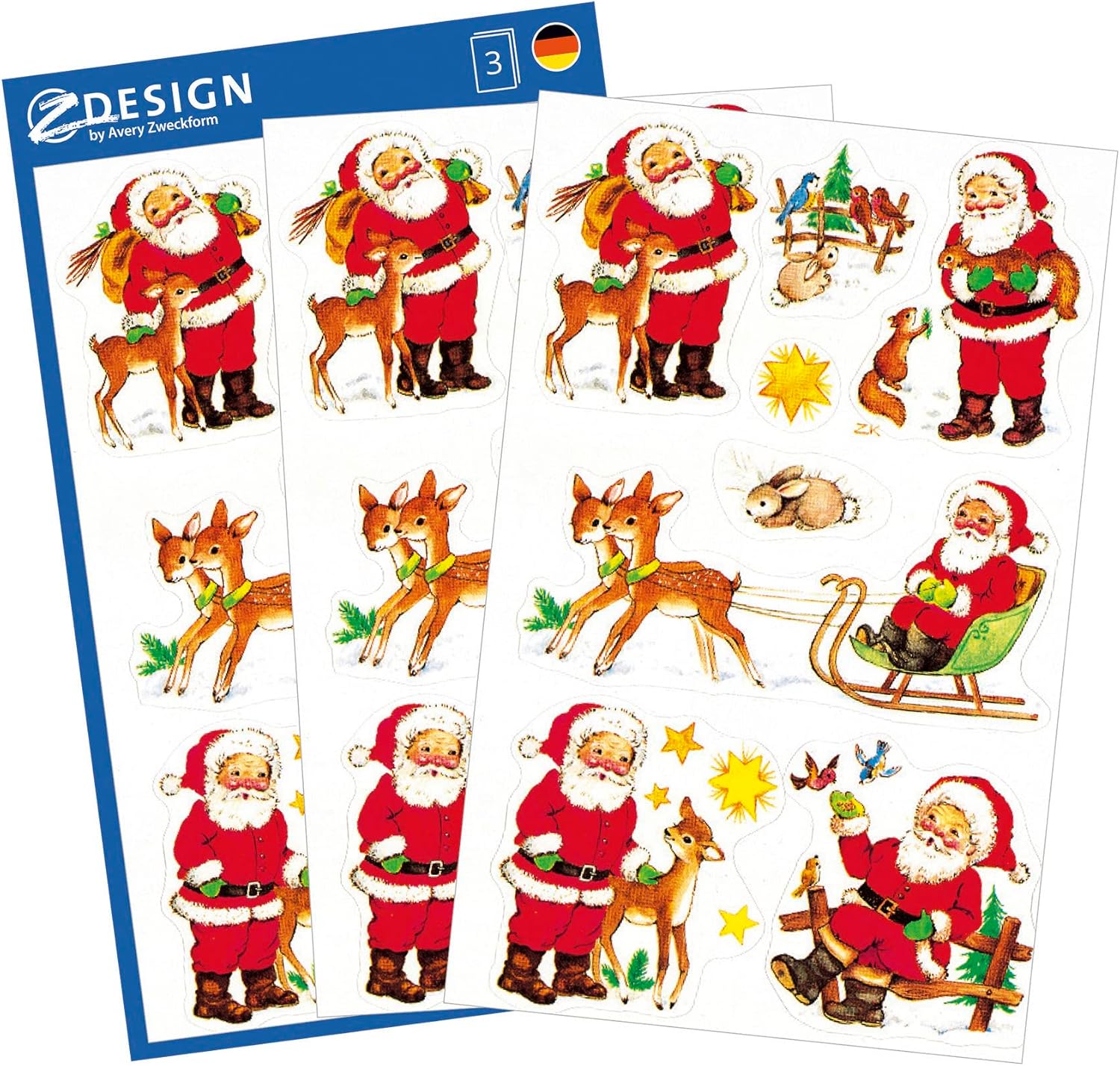 Avery Zweckform 4053 Weihnachtssticker - Weihnachtsmann, Nikolaus - 15 Aufkleber