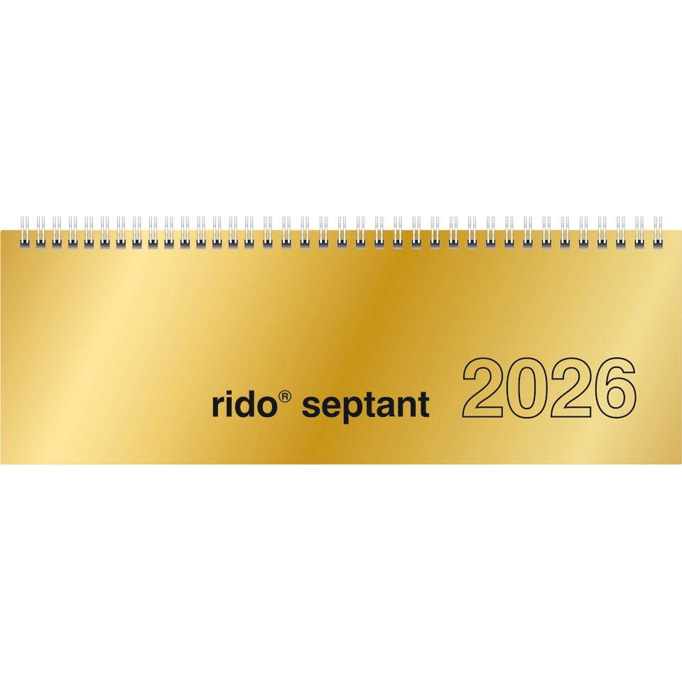 rido Tischkalender septant 2026 gold - Spiralkalender 305x105 mm