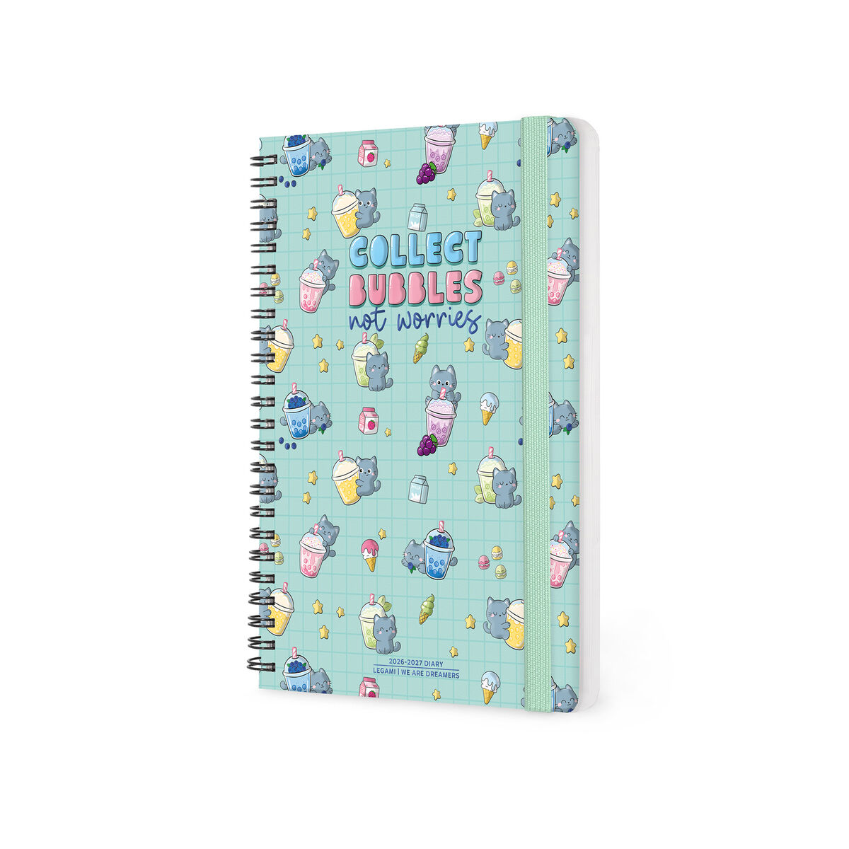 Legami 12-Month Spiral-Bound Weekly Diary Large „Kitty Bubble Tea“ – 2027