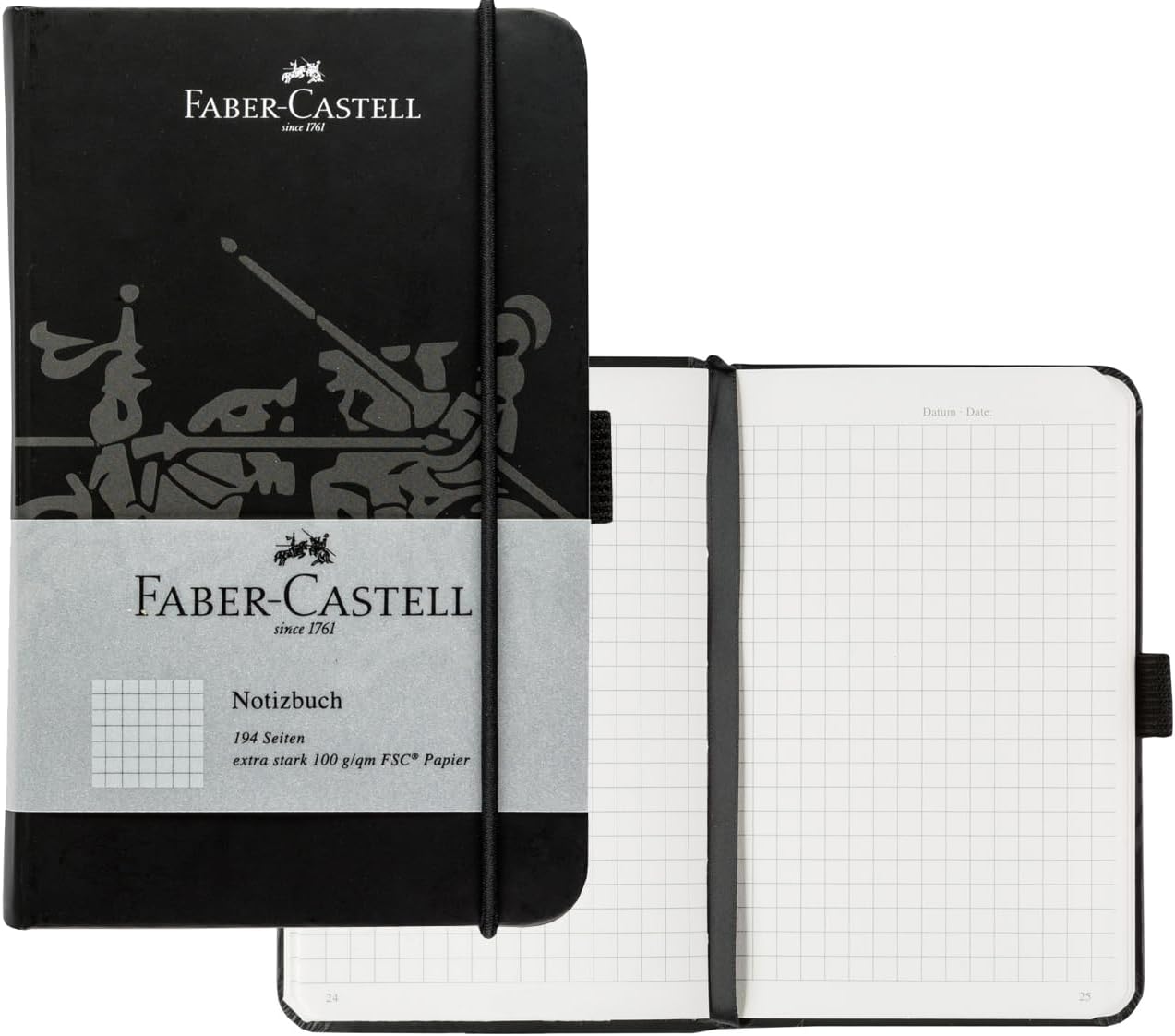 Faber-Castell - Notizbuch DIN A6 schwarz, kariert, 100 g/m², 194 Seiten FSC-Mix Papier, 90 x 140 mm