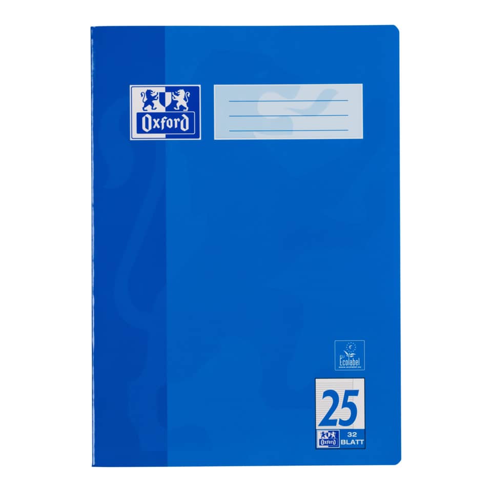 Oxford Heft, A4, 90g/m², 32 Blatt, Lin.25, liniert mit Rand