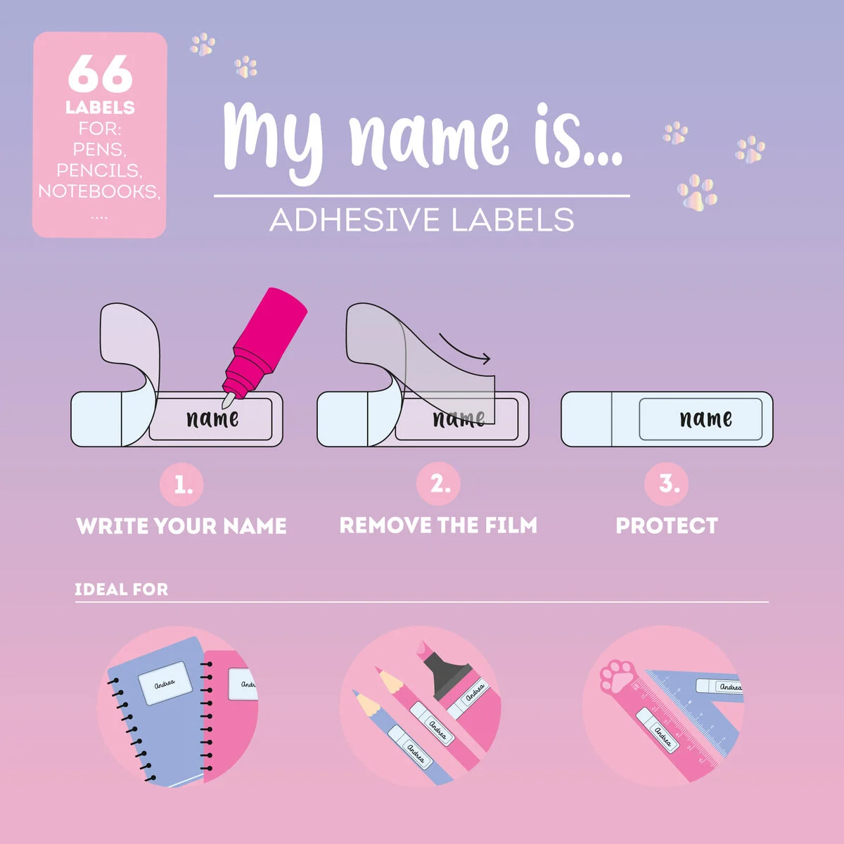 Legami Namensetiketten - Kitty - mit Schutzfolie - My Name is...