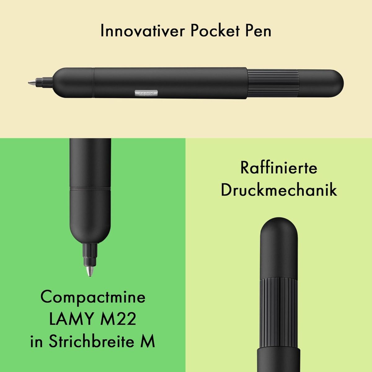 Lamy pico Kugelschreiber - black - Innovativer Kugelschreiber aus Metall, Strichbreite M, inkl. Mine