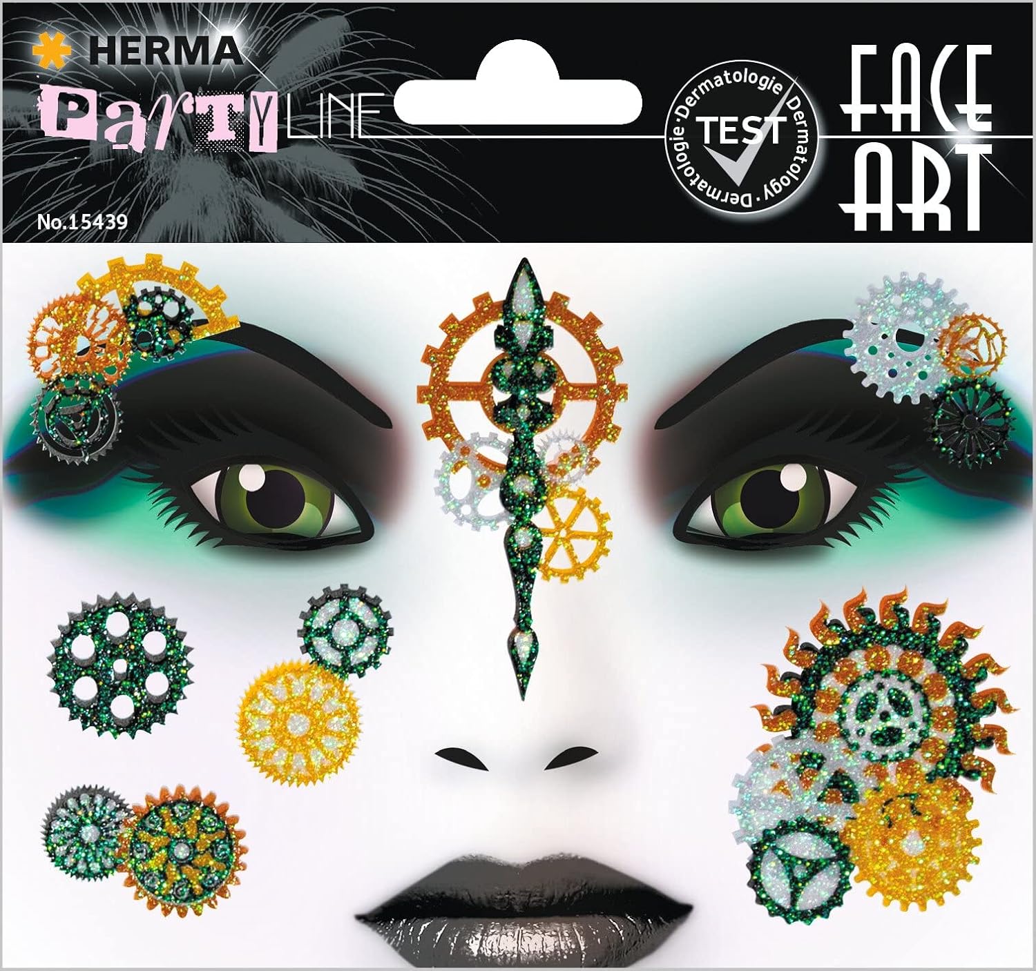 HERMA Face Art Sticker - ablösbare Gesichtsaufkleber - Steampunk Marie - für Karneval, Fasching, Halloween