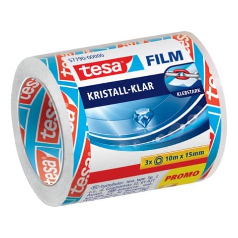 TESA Klebefilm tesafilm®, 10mx15mm, 3 Rollen, Kristall-Klar
