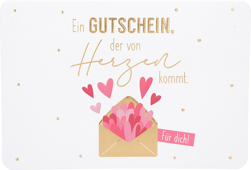 Kunterbunt Klappkarte 027 - Ein Gutschein der von Herzen kommt.