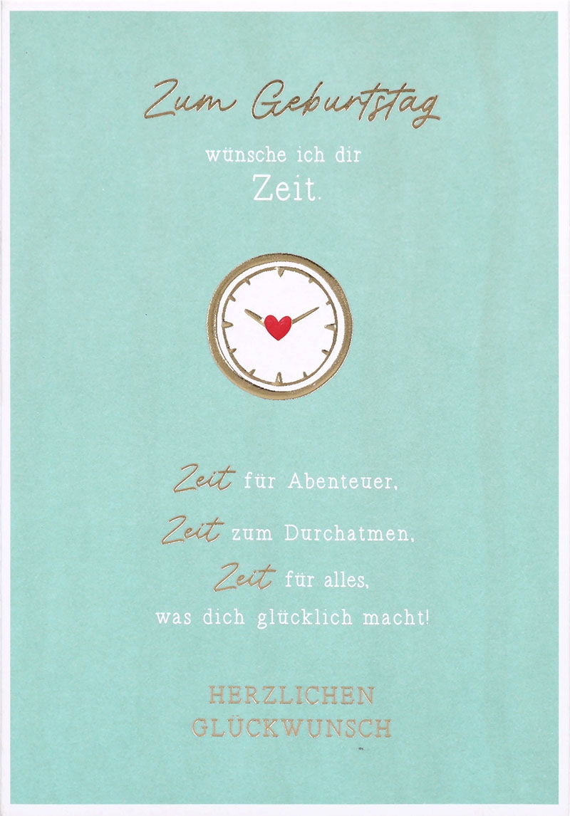 Besonders schön Klappkarte mit Naturpapier-Umschlag - 013 - "Zum Geburtstag wünsche ich dir Zeit!"