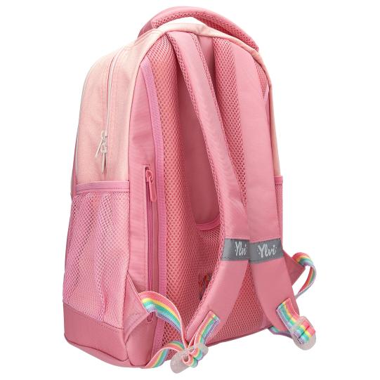 Ylvi Schulrucksack SUGAR POP – rosa glitzernd, mit Einhorn-Motiv und Reflektoren
