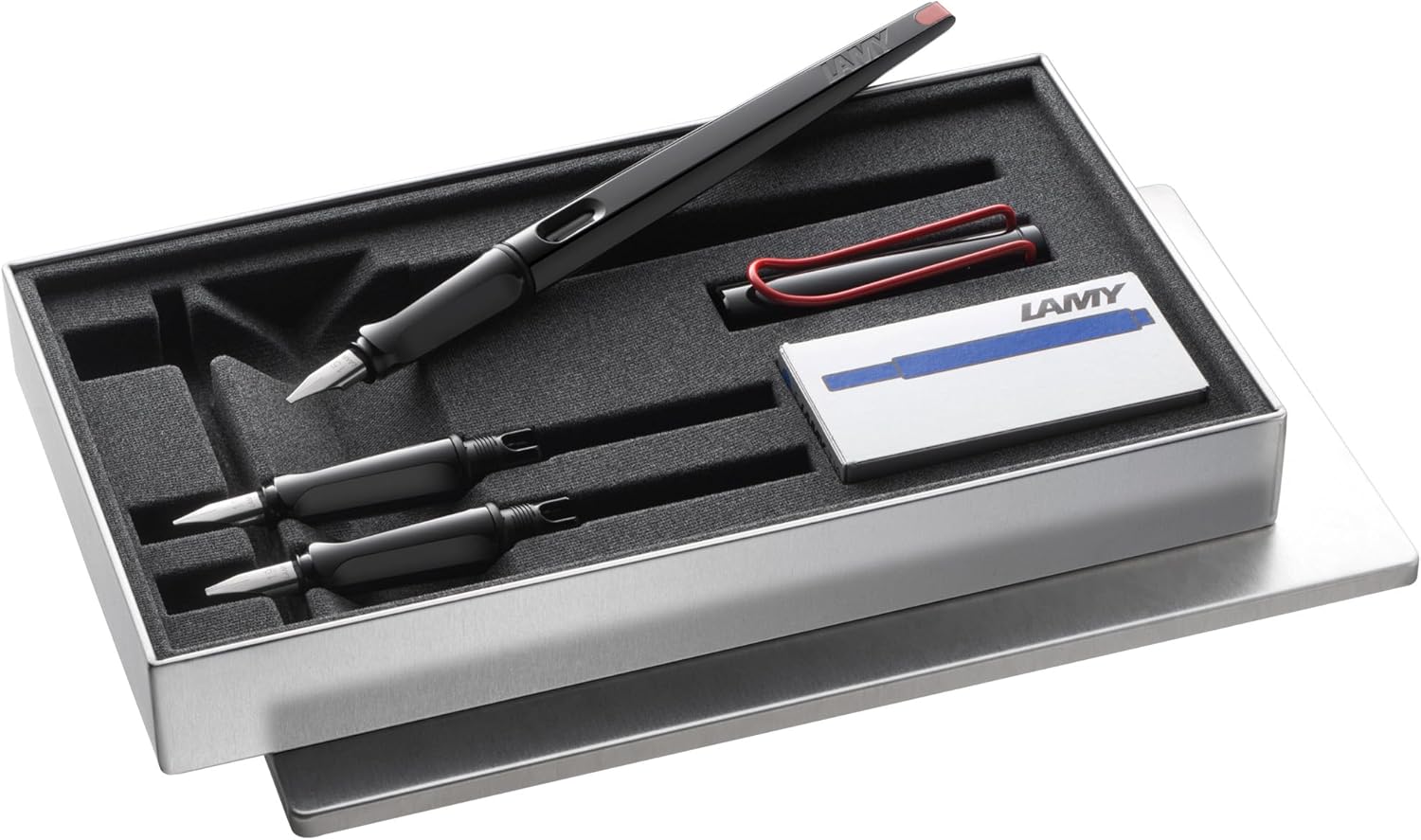 Lamy joy Kalligraphie Füller Set - Schönschreibfüller mit 3 Federn, inkl. 5 Tintenpatronen T10 blau