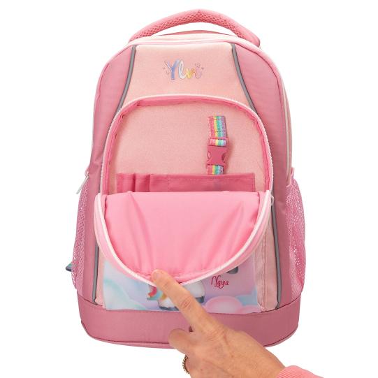 Ylvi Schulrucksack SUGAR POP – rosa glitzernd, mit Einhorn-Motiv und Reflektoren