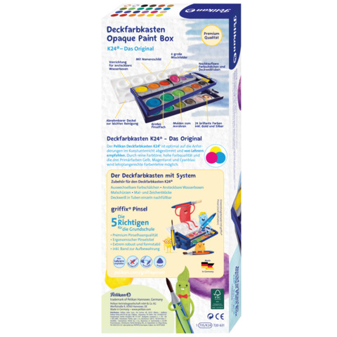 Pelikan Deckfarbkasten, 24 Farben, blau