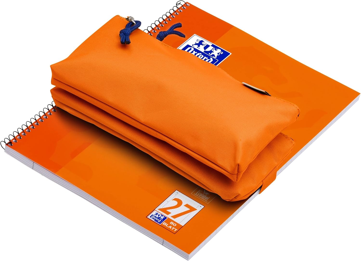 Oxford Federmäppchen mit Doppel-Fach, 2 Taschen, orange