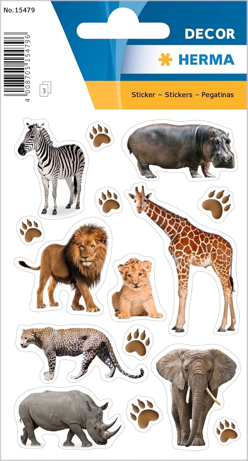 HERMA Decor Sticker Afrika Tiere - 36 Aufkleber - 15479