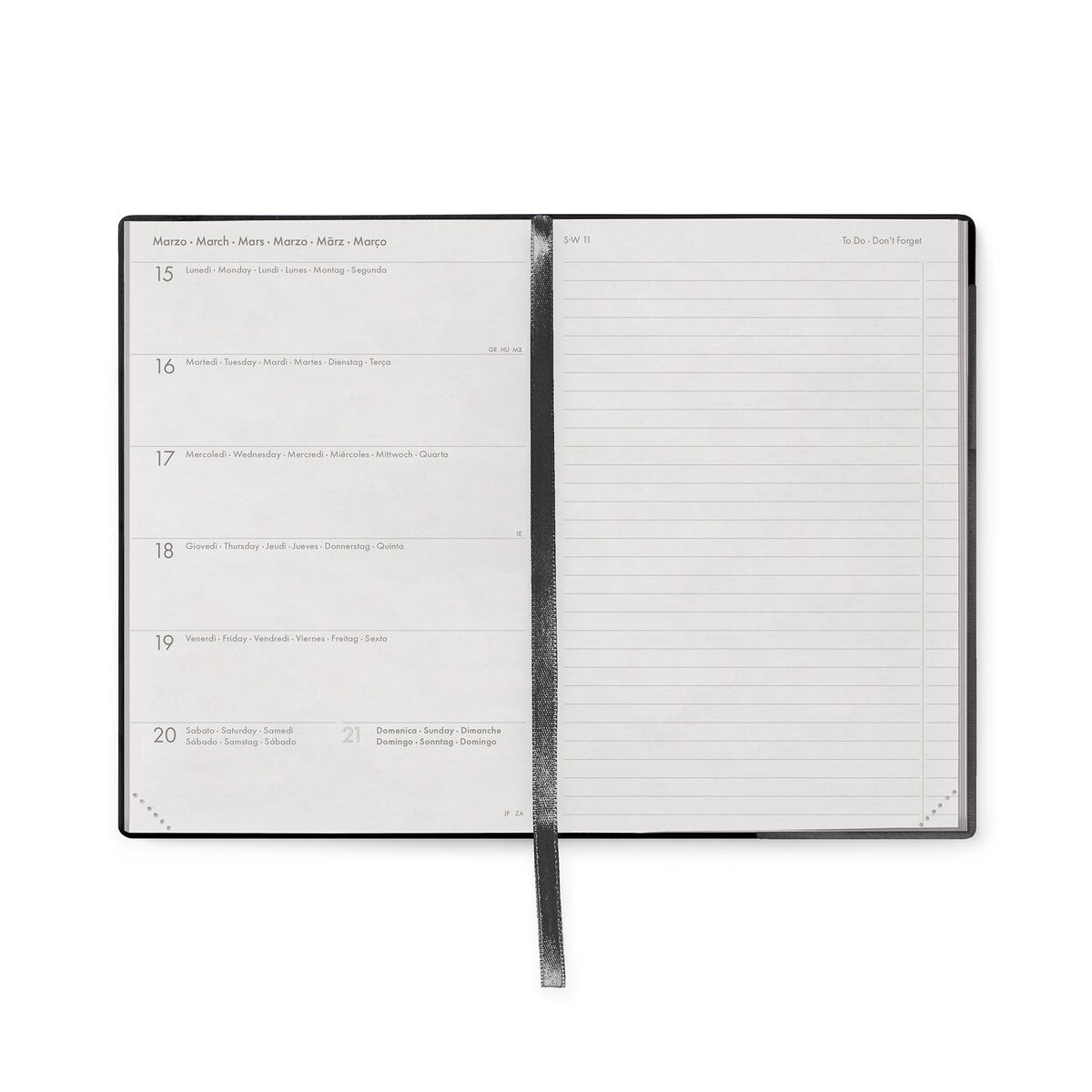 Legami Medium Weekly Diary mit Notizbuch „Black Suit“ – 2028