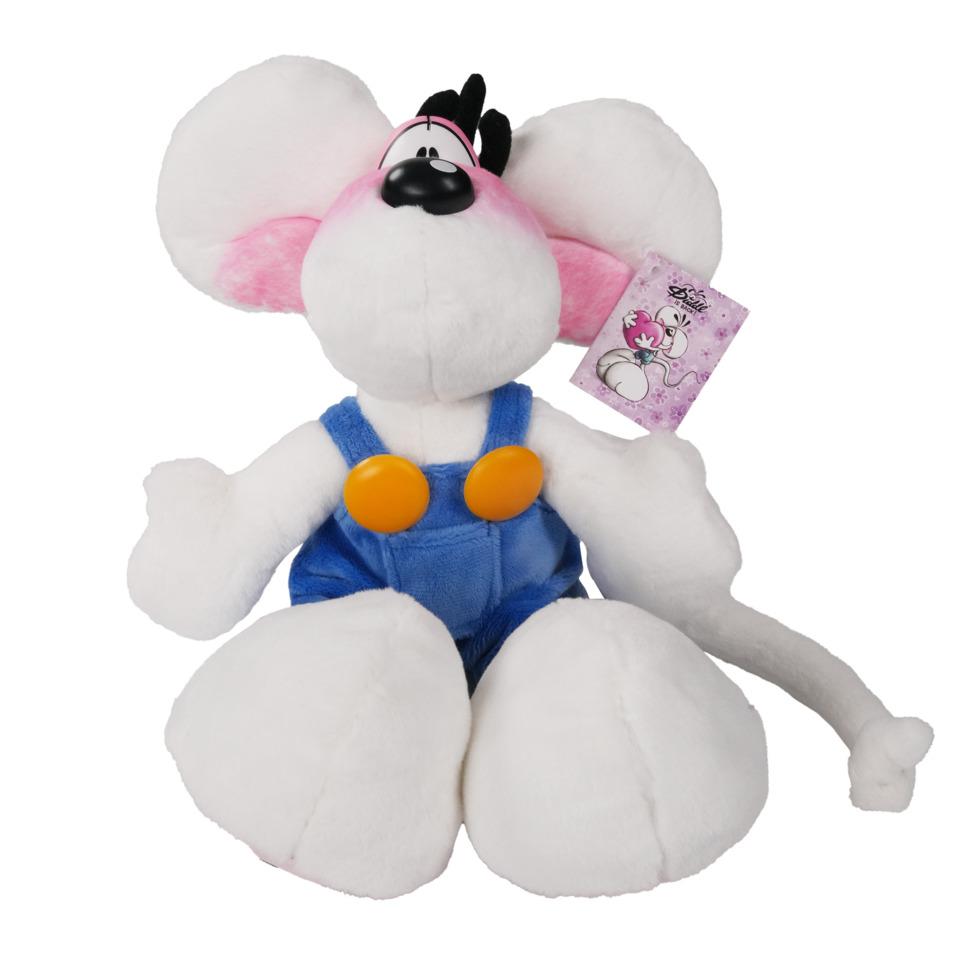 Diddl Plüschfigur mit Latzhose, 30 cm, blau