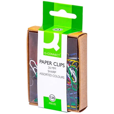 Q-CONNECT Büroklammer, 26mm, 125 Stück, sortiert