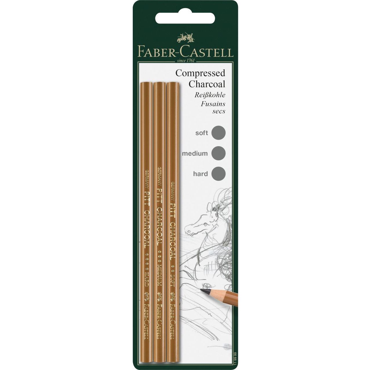 Faber-Castell Reißkohlestift - Pitt Monochrome - 3er-Set