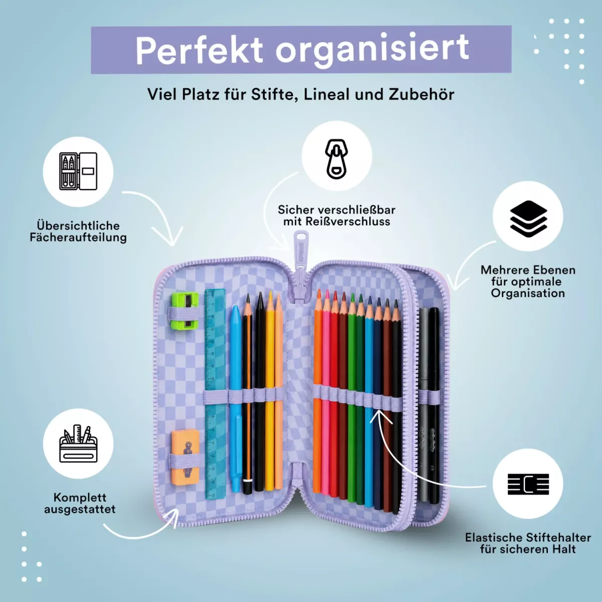 Coolpack JUMPER 2 gefülltes Etui Hello Kitty Pink – 2 Fächer, 35-teilig