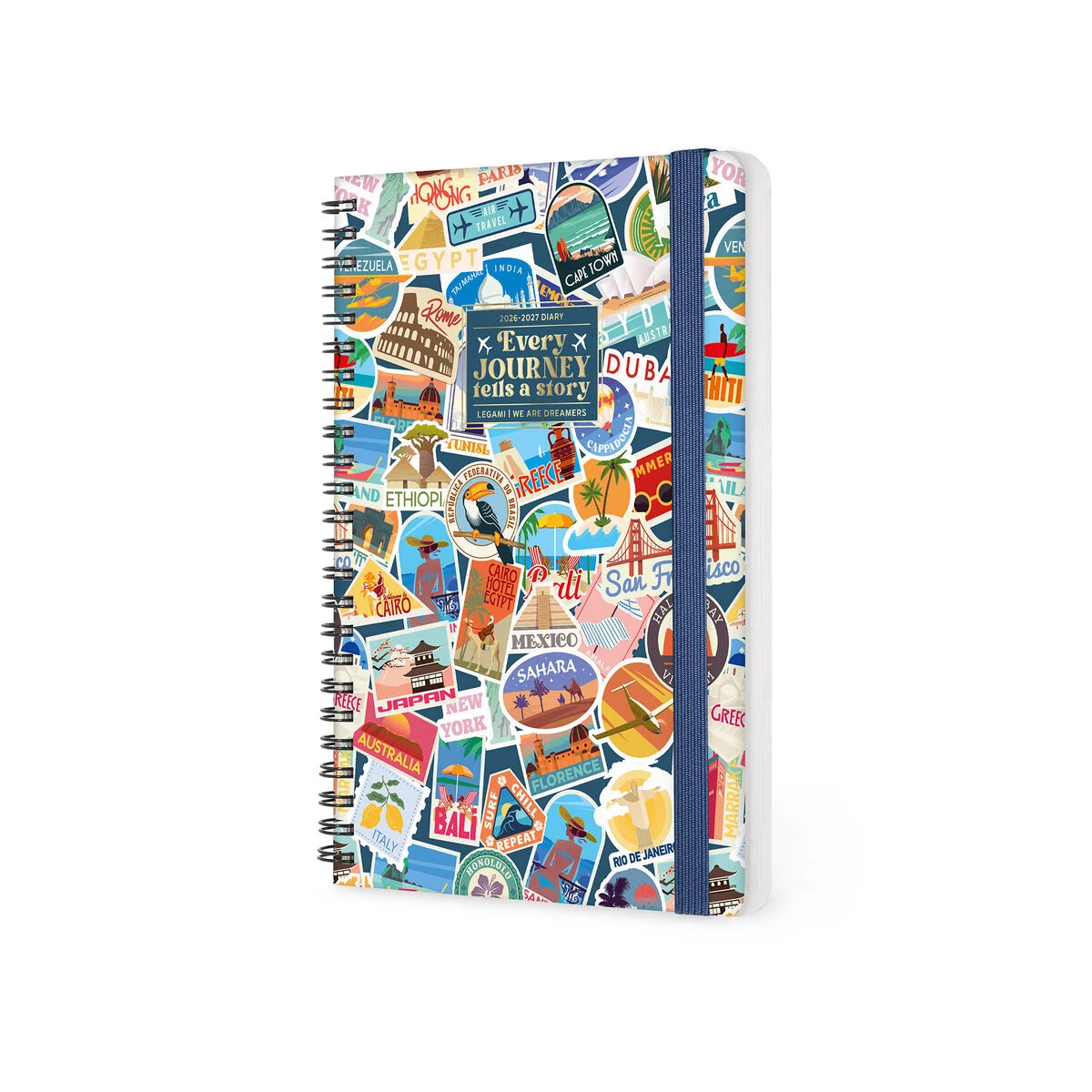 Legami 12-Month Spiral-Bound Weekly Diary Large „Travel Stickers“ – 2027