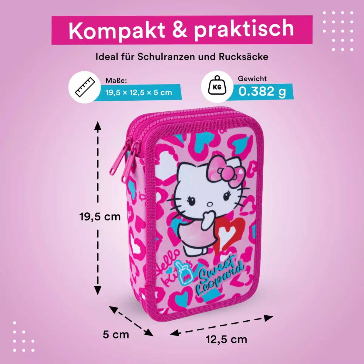 Coolpack JUMPER 2 gefülltes Etui Hello Kitty Sweet Leopard – 2 Fächer, 35-teilig