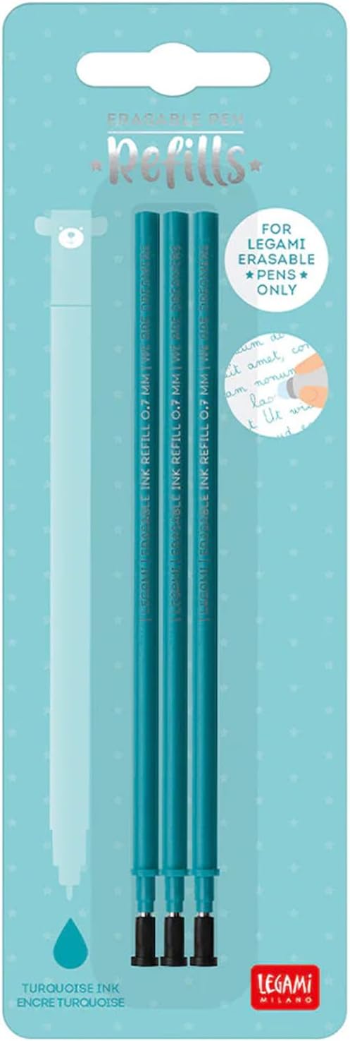 Legami Ersatzminen (3 Stück) für löschbaren Gelstift - Türkis