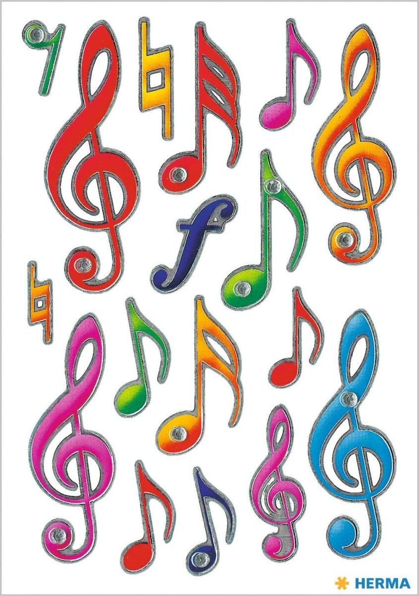 HERMA Decor Sticker Musik, Musiknoten, Notenschlüssel, Glitzer, 17 Aufkleber - 6181