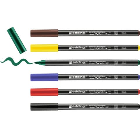 edding Porzellanmalstift 4200, bunt, 6 Stück, sortiert