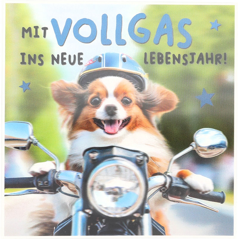 3D Musikkarte quadratisch - 055 - "Mit Vollgas ins neue Lebensjahr!"