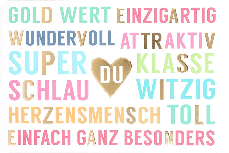 Kunterbunt Klappkarte 066 - Gold Wert Einzigartig Wundervoll...