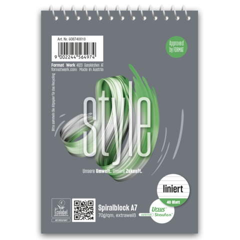 STAUFEN Spiralblock, A7, 70g/m², 40 Blatt, liniert