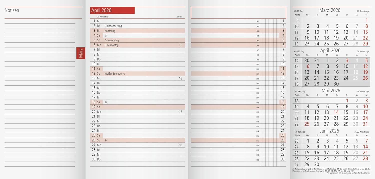 Rido idé Ersatzkalendarium Taschenkalender 2026 (Modell TM12) 70-40 300 006