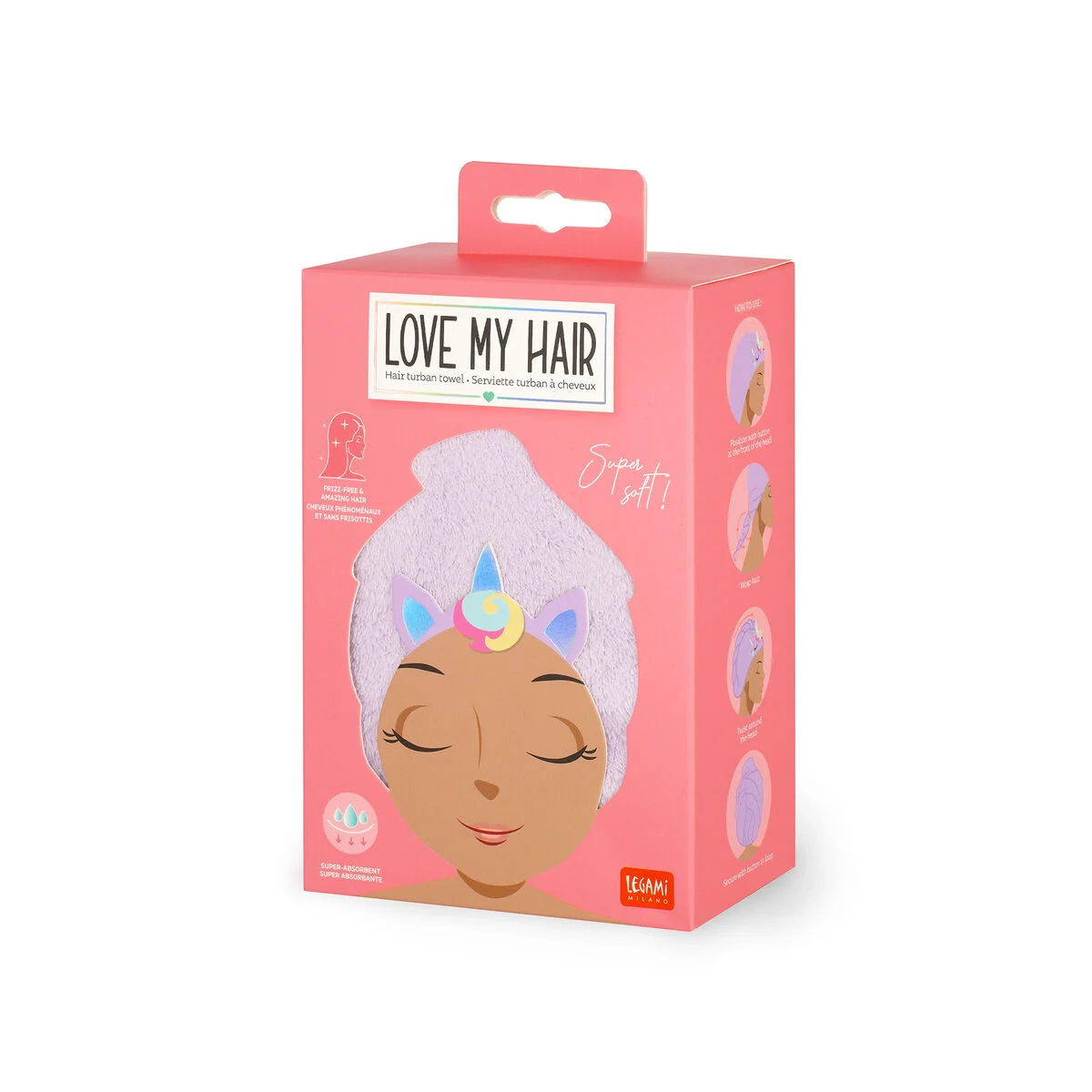Legami Turban-Handtuch für die Haare - Einhorn