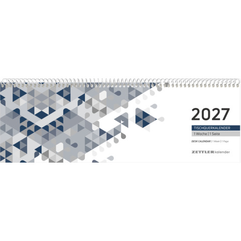 Zettler Tischquerkalender Typ 146 2027 – Wochenplaner 29,6 × 9,9 cm, Kartoneinband blau
