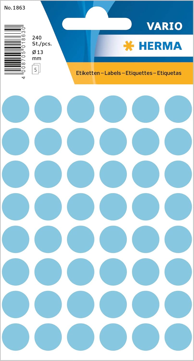 HERMA Vario 1863 - Markierungspunkte, ø 13 mm, hellblau, 240 Aufkleber