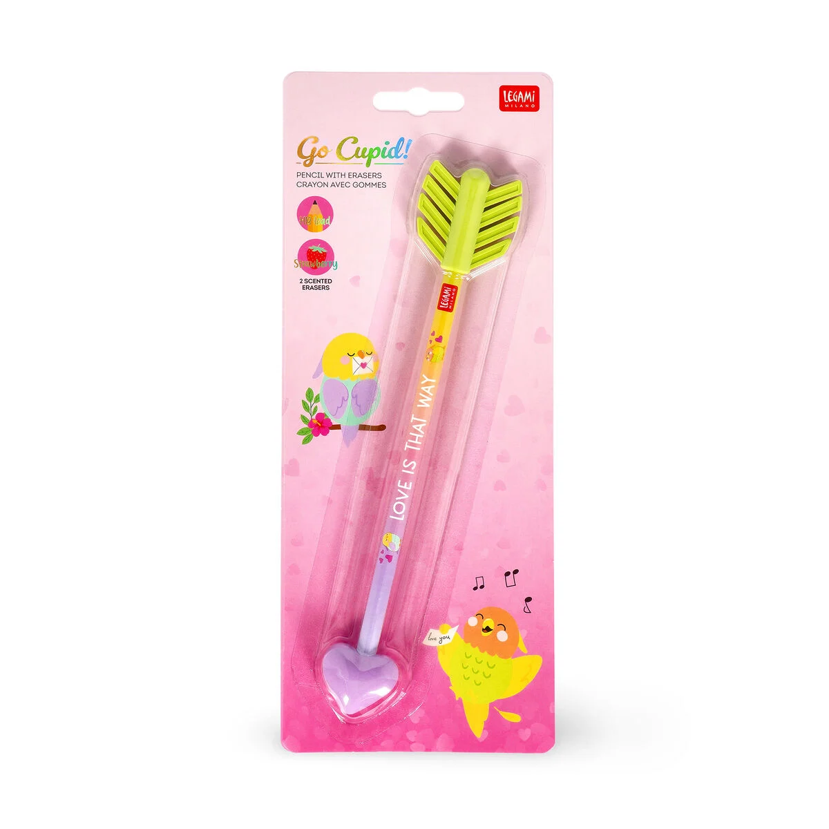 Legami - Go Cupid! - Bleistift mit 2 Duftradiergummis