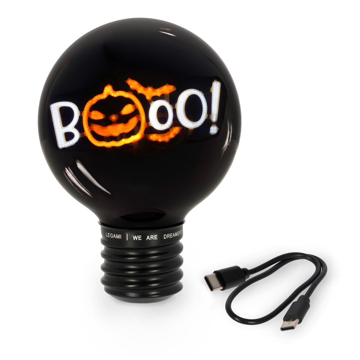 Legami Deko-Tischlampe in Glühbirnenform - Pumpkin Booo - Bulb Fiction XL - Halloween