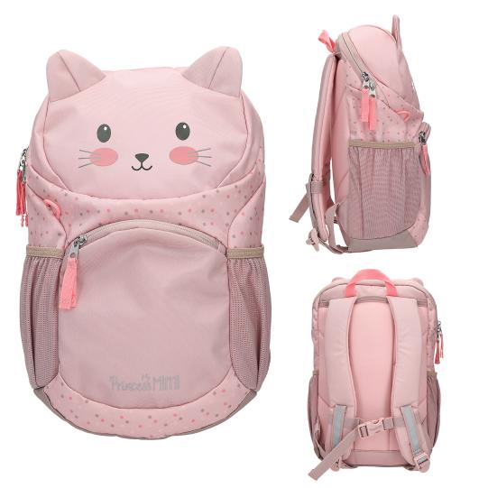 Princess Mimi Ergonomischer Rucksack Katze – rosa, mit Brustgurt und Reflektoren